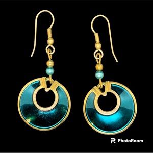 Gold and Green Color Earrings